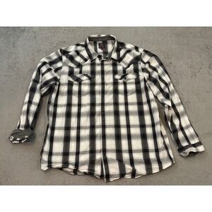Moonshine Spirit Brad Paisley Mens XXL Black White Plaid Western Button Down